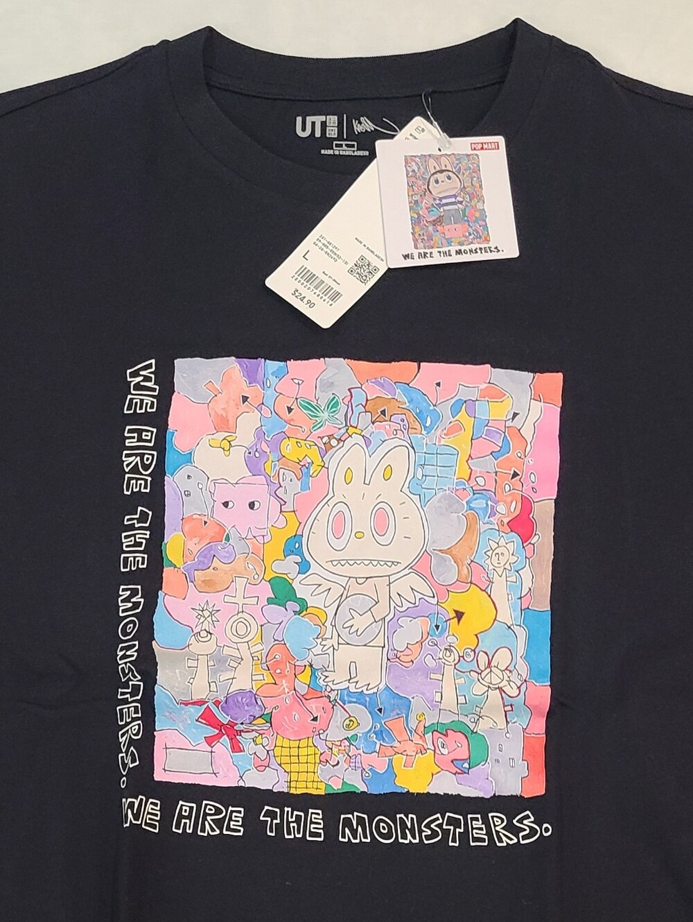 Uniqlo Pop Mart UT Graphic The Monsters Labubu Black T-Shirt Sizes L